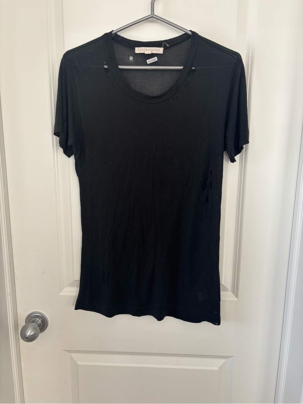 A Fine Line Distressed Black June Tee - XS